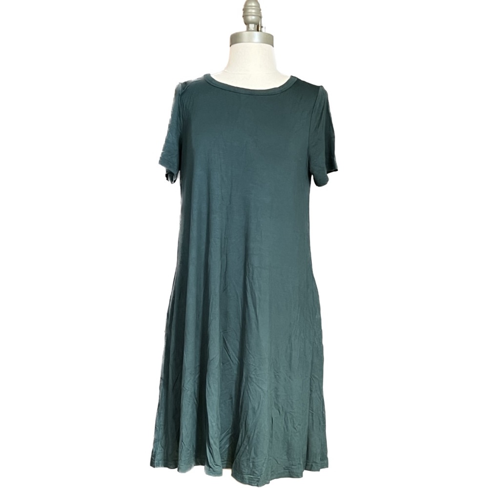 KORSIS Women's T Shirt Short Sleeve Swing Dress With Pockets - size large